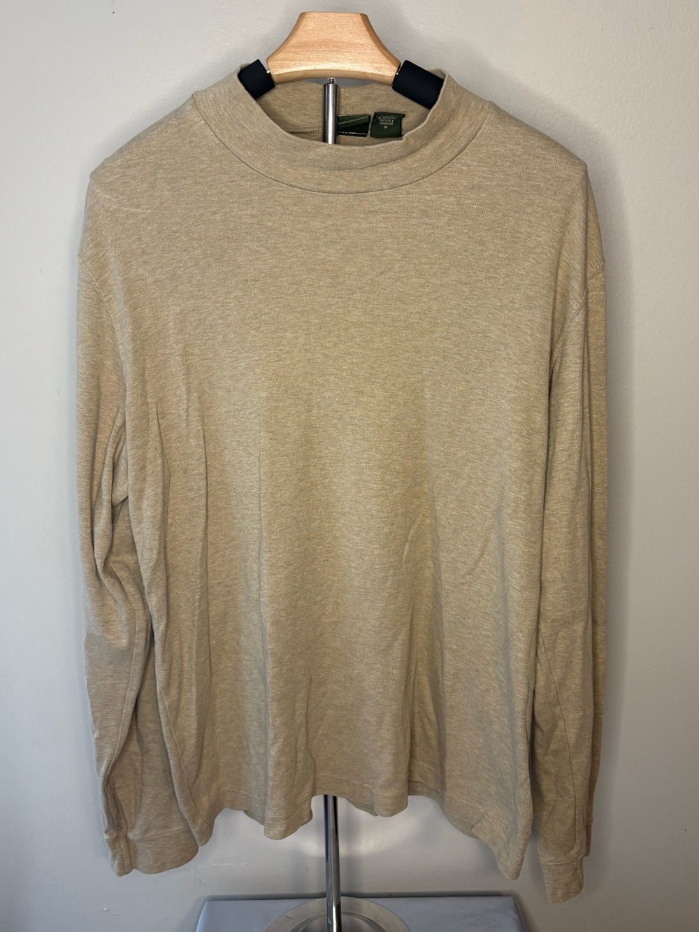 Eddie Bauer Taupe Long Sleeve Mock Neck Top
